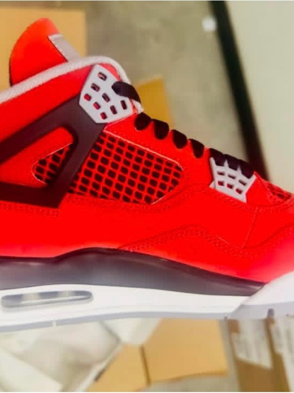Mens Red Performance Sneakers with Cushioned Support